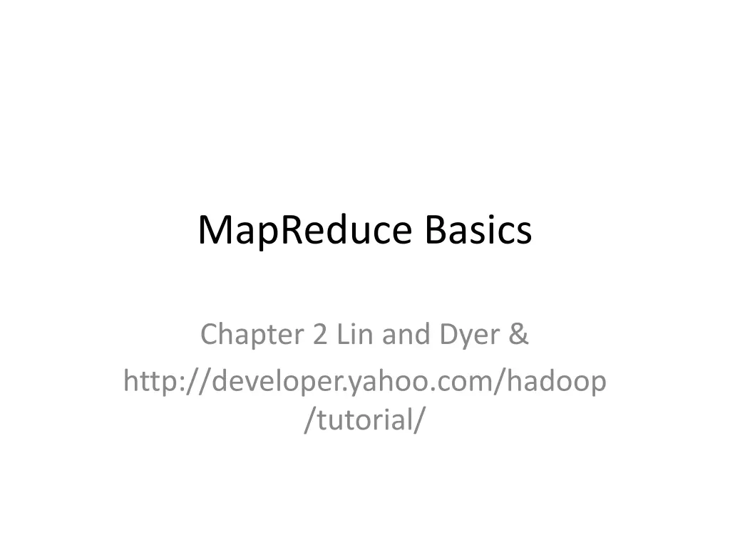 mapreduce basics n.w