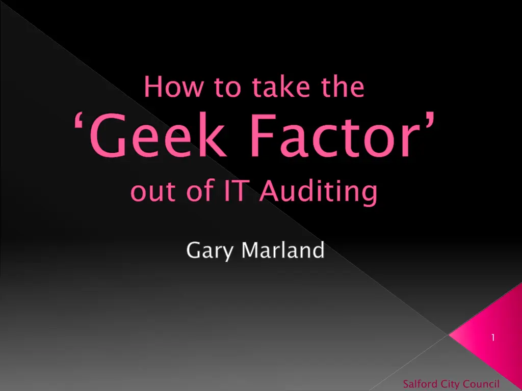 how to take the geek factor out of it auditing n.w