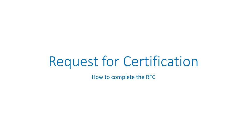 request for certification n.w