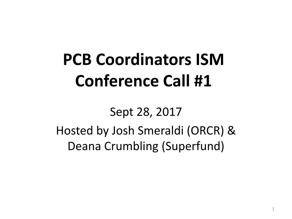 pcb coordinators ism conference call 1 n.w