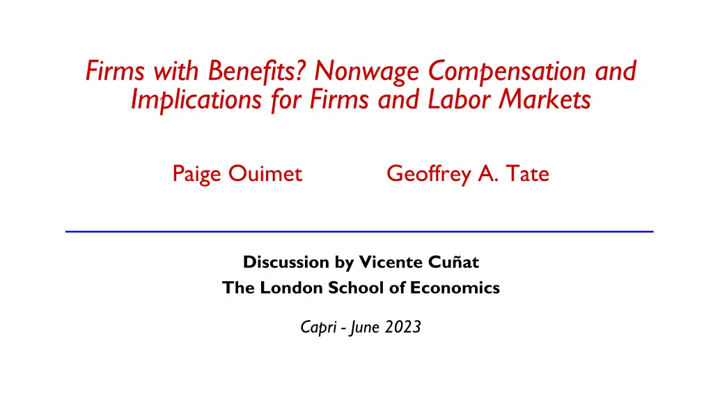 firms with benefits nonwage compensation n.w