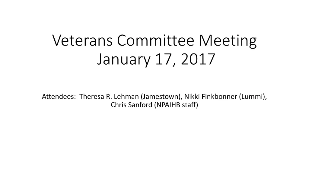 veterans committee meeting january 17 2017 n.w