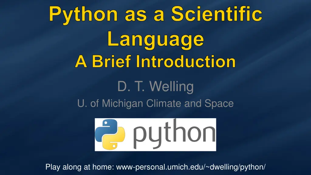 python as a scientific language a brief n.w