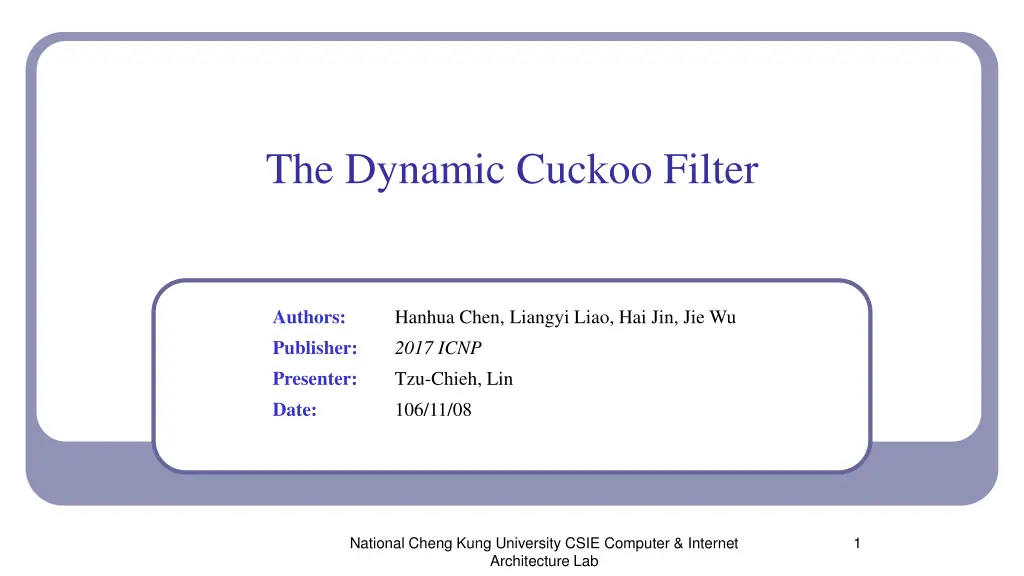 the dynamic cuckoo filter n.w
