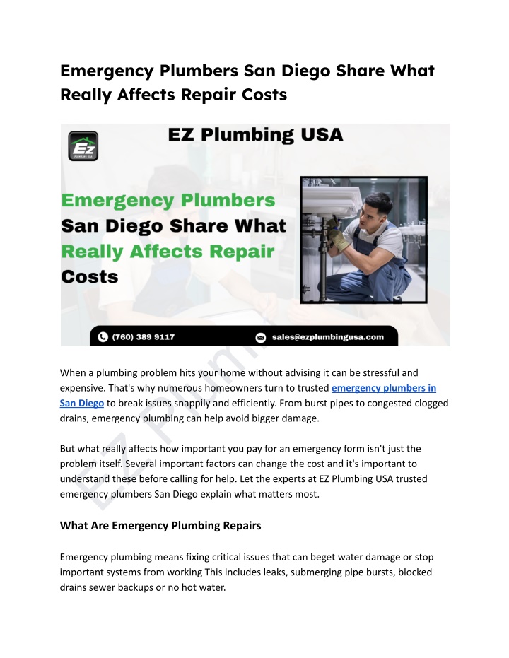 emergency plumbers san diego share what really n.w