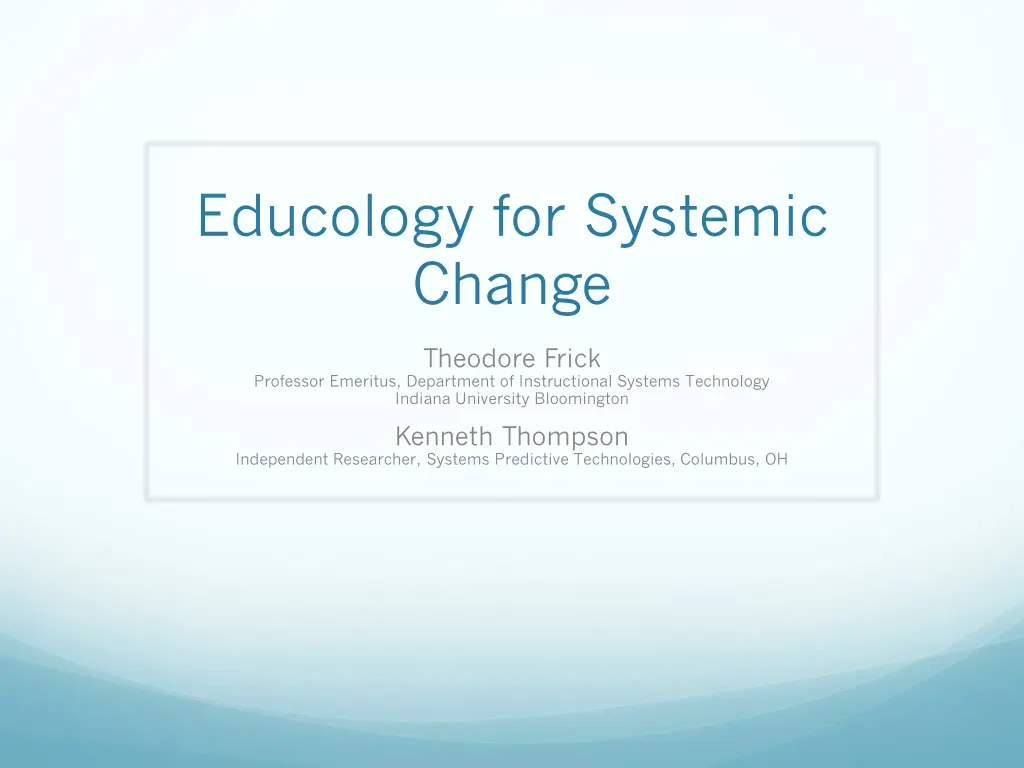 educology for systemic change n.w