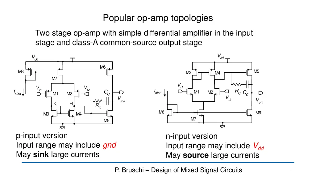 popular op amp topologies n.w