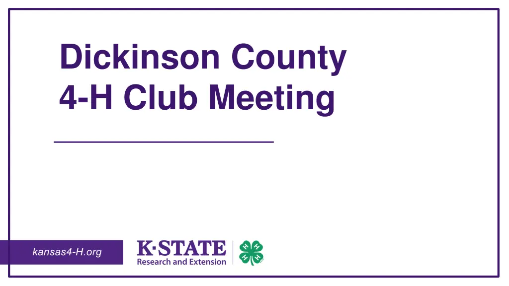 dickinson county 4 h club meeting n.w