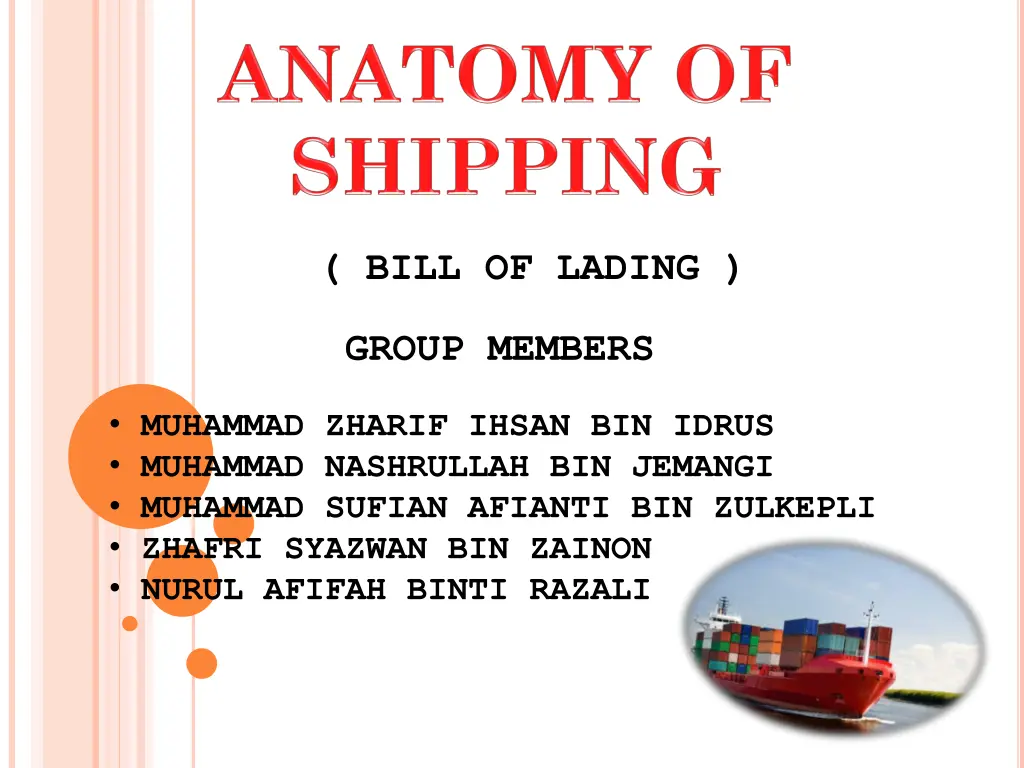 bill of lading n.w