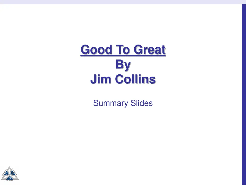 good to great by jim collins n.w