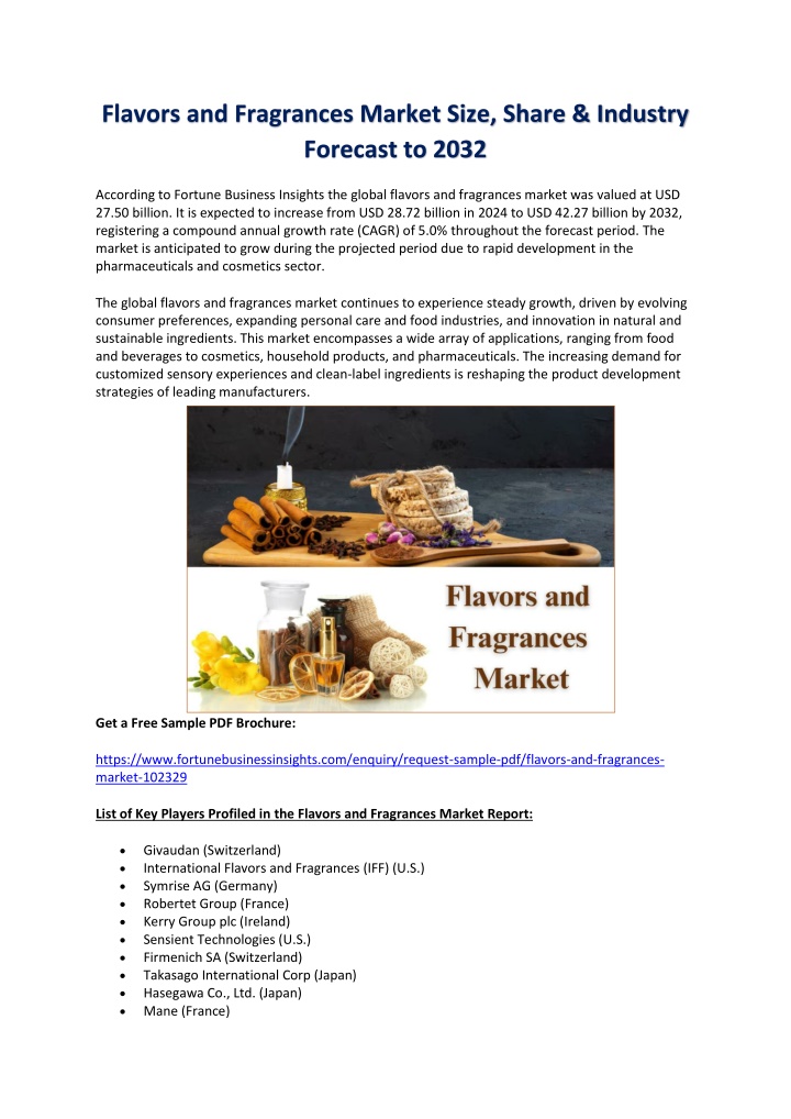 flavors and fragrances market size share industry n.w