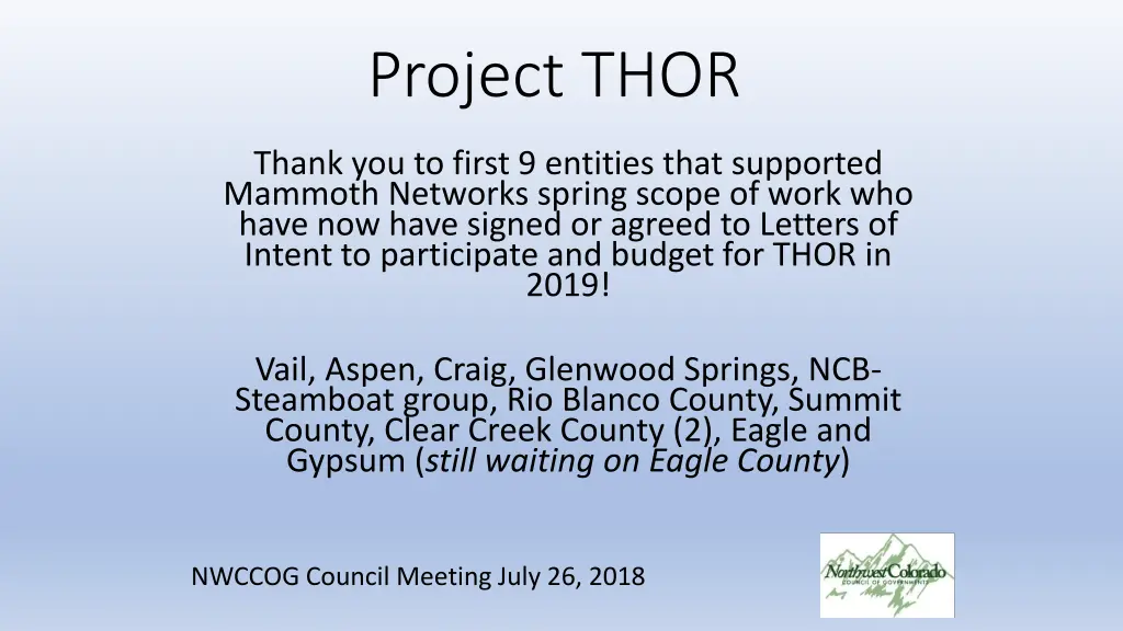 project thor n.w