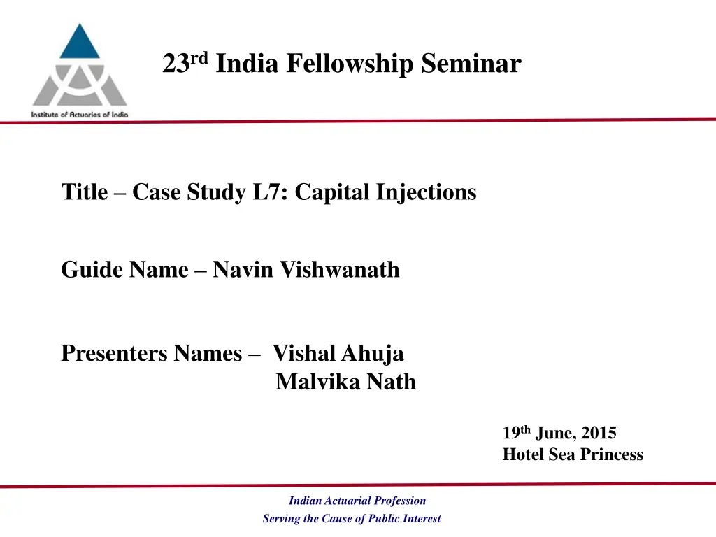 23 rd india fellowship seminar n.w