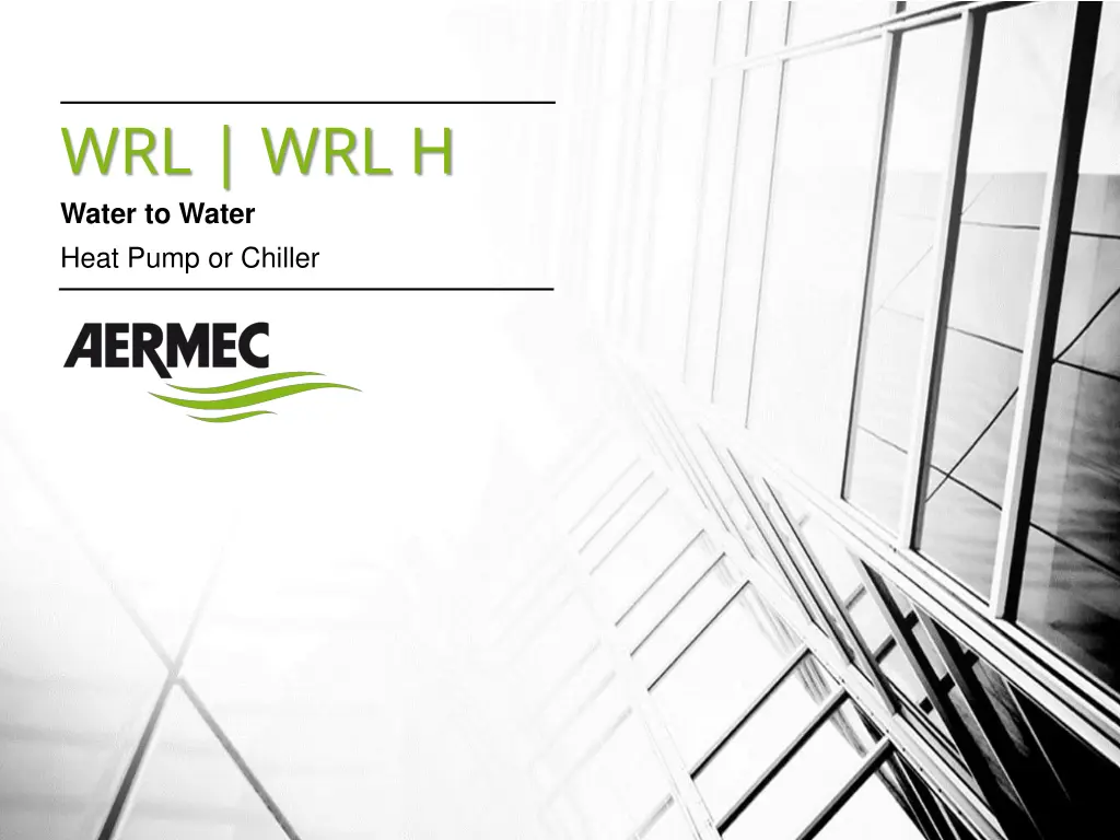 wrl wrl h water to water heat pump or chiller n.w