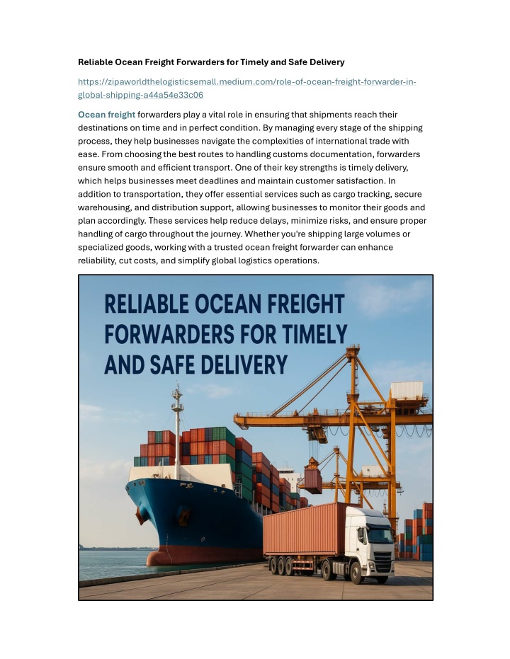 reliable ocean freight forwarders for timely n.w