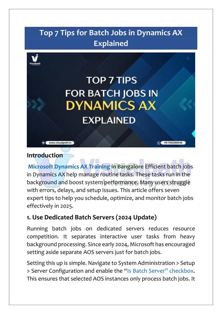 top 7 tips for batch jobs in dynamics ax explained n.w
