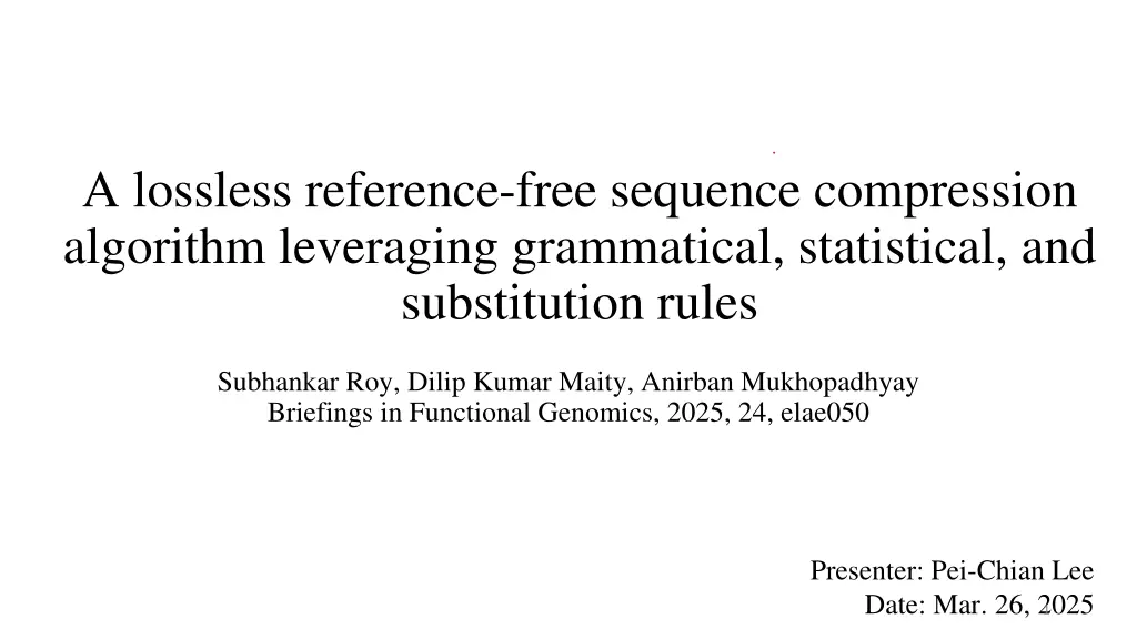 a lossless reference free sequence compression n.w
