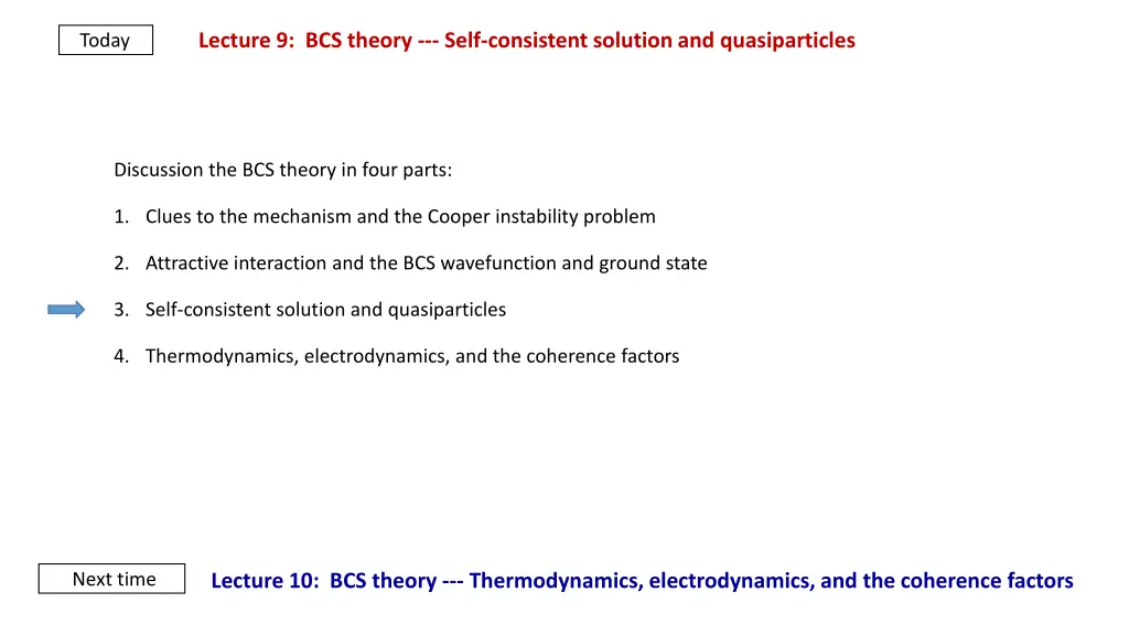 lecture 9 bcs theory self consistent solution n.w