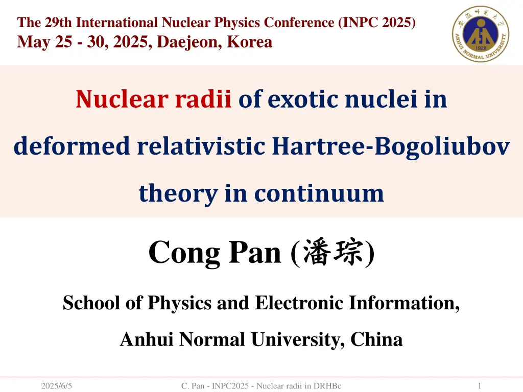 the 29th international nuclear physics conference n.w