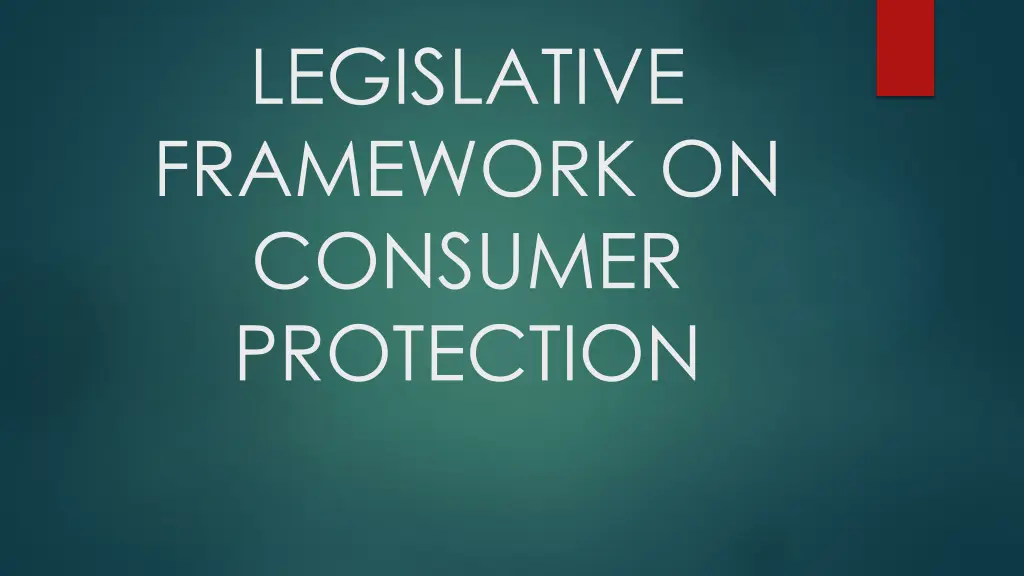 legislative framework on consumer protection n.w