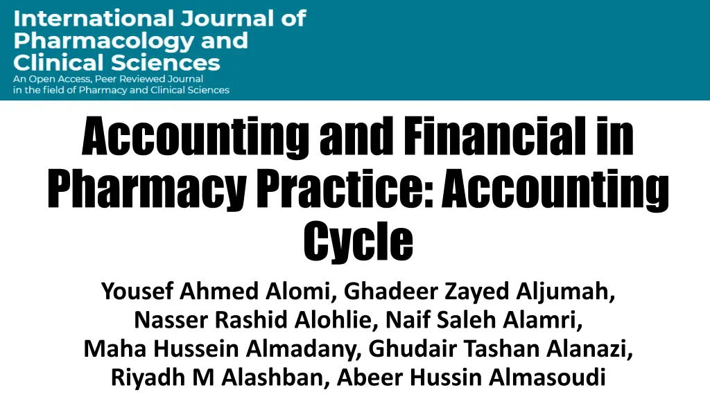 accounting and financial in pharmacy practice n.w