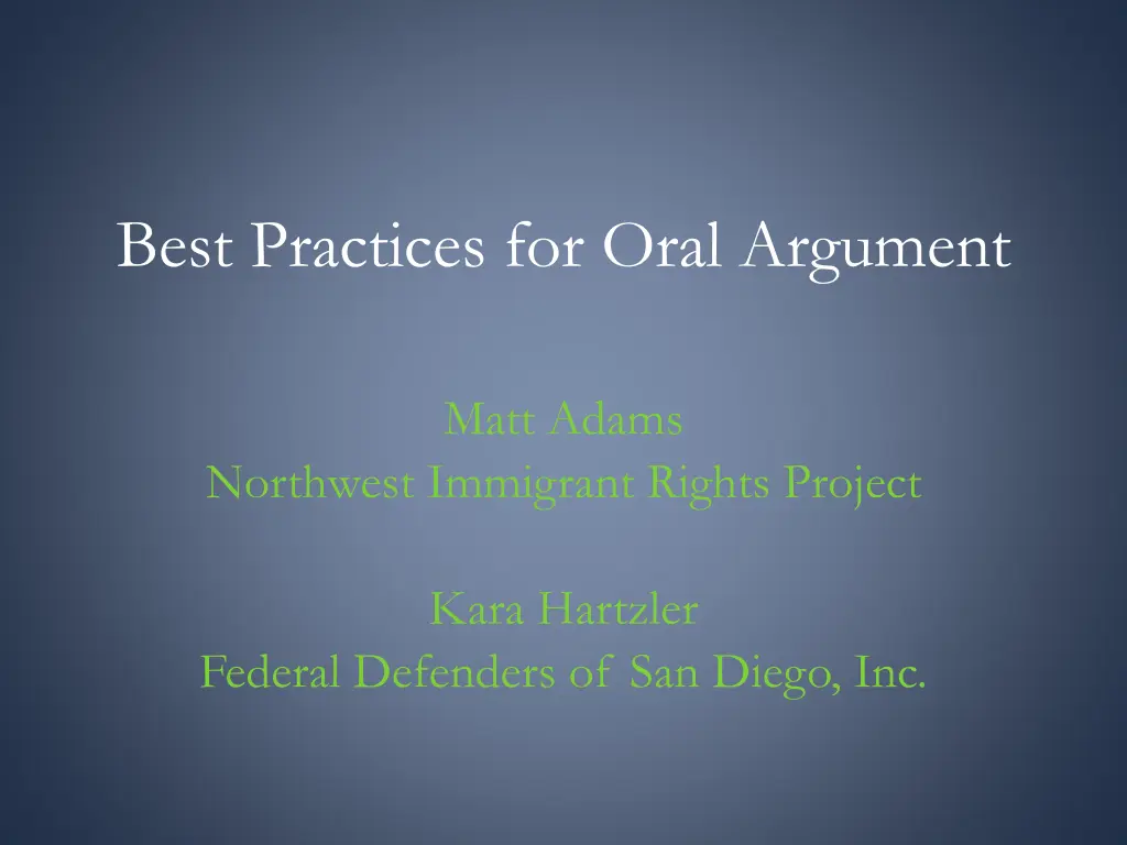 best practices for oral argument n.w