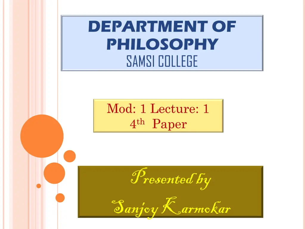 department of philosophy samsi college n.w
