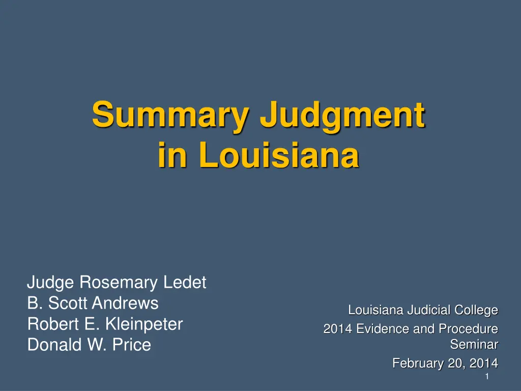summary judgment in louisiana n.w