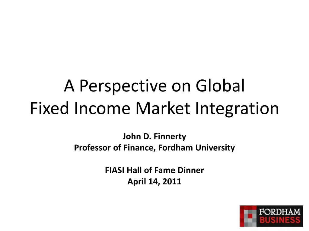 a perspective on global fixed income market n.w