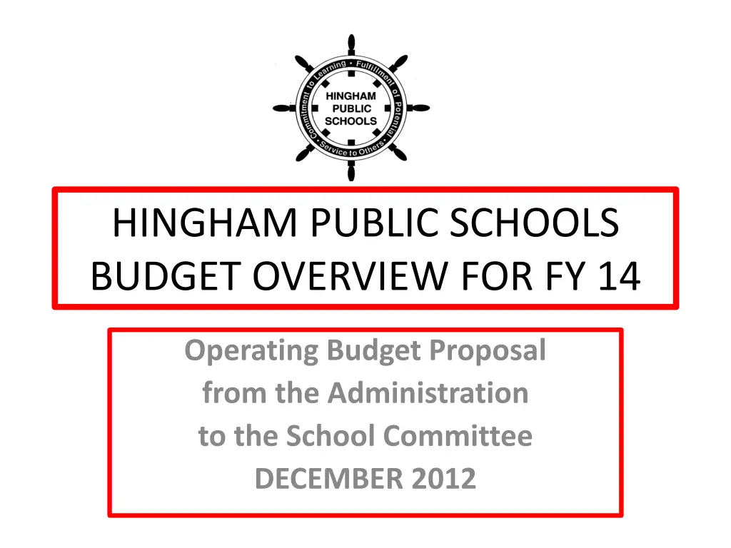 hingham public schools budget overview for fy 14 n.w