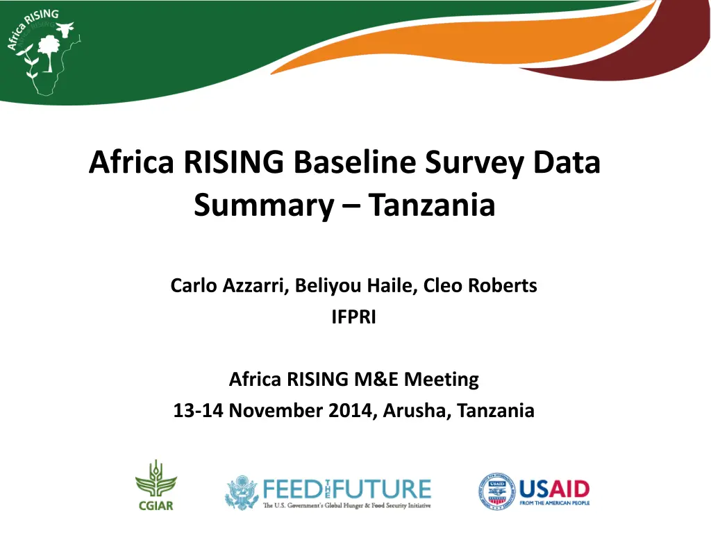 africa rising baseline survey data summary n.w
