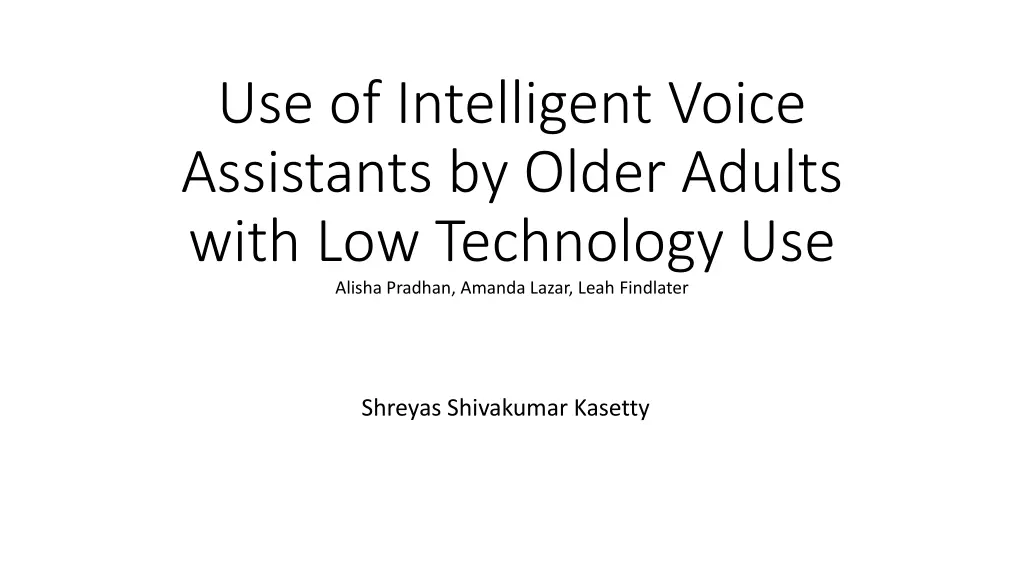use of intelligent voice assistants by older n.w