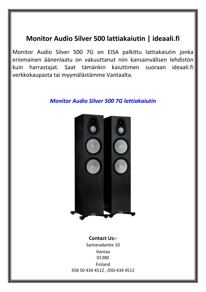 monitor audio silver 500 lattiakaiutin ideaali fi n.w