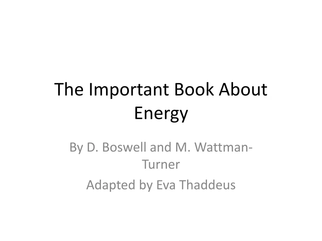 the important book about energy n.w
