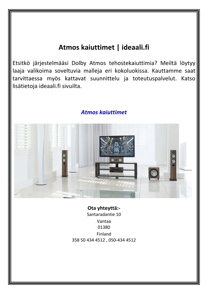 atmos kaiuttimet ideaali fi n.w