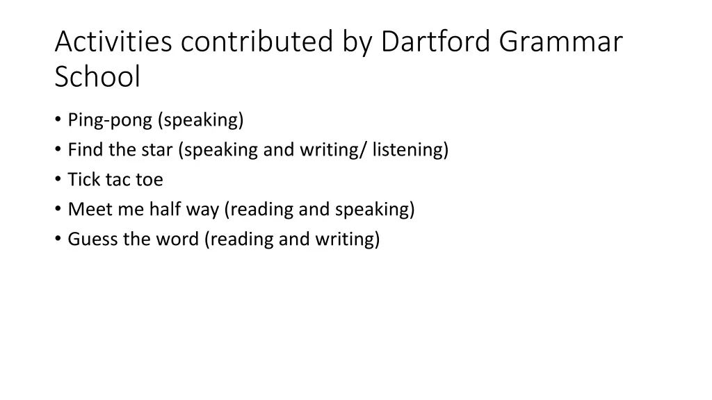activities contributed by dartford grammar school n.w