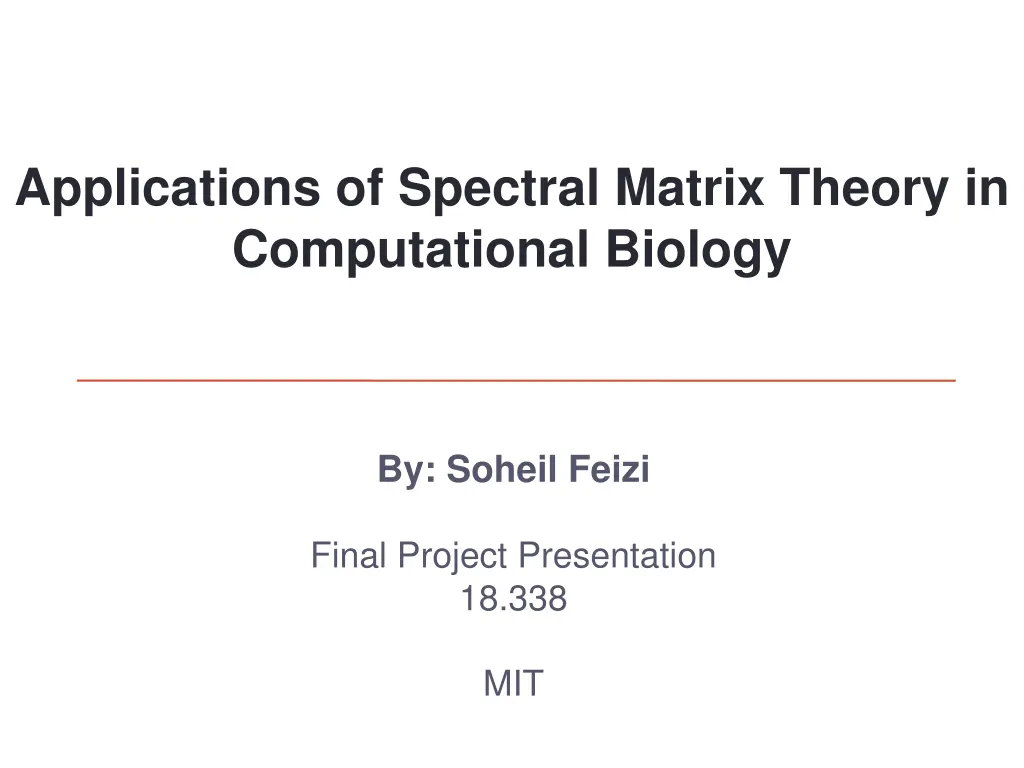applications of spectral matrix theory n.w