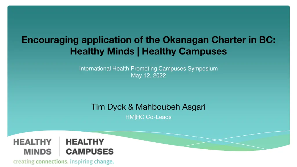 encouraging application of the okanagan charter n.w