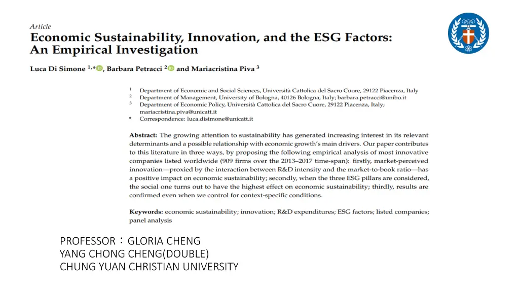 professor gloria cheng yang chong cheng double n.w