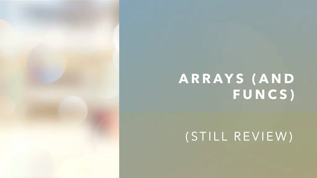 arrays and funcs n.w