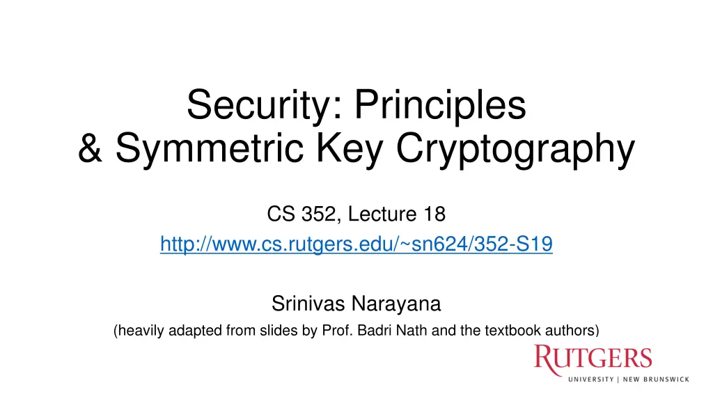 security principles symmetric key cryptography n.w