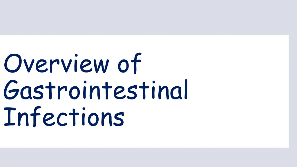 overview of gastrointestinal infections n.w
