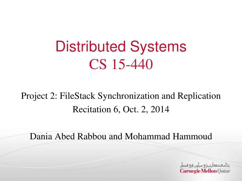 distributed systems cs 15 440 n.w