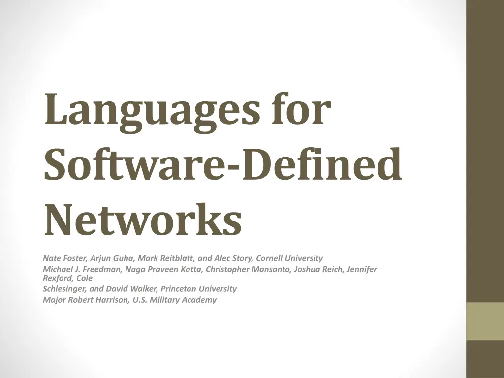 languages for software defined networks n.w