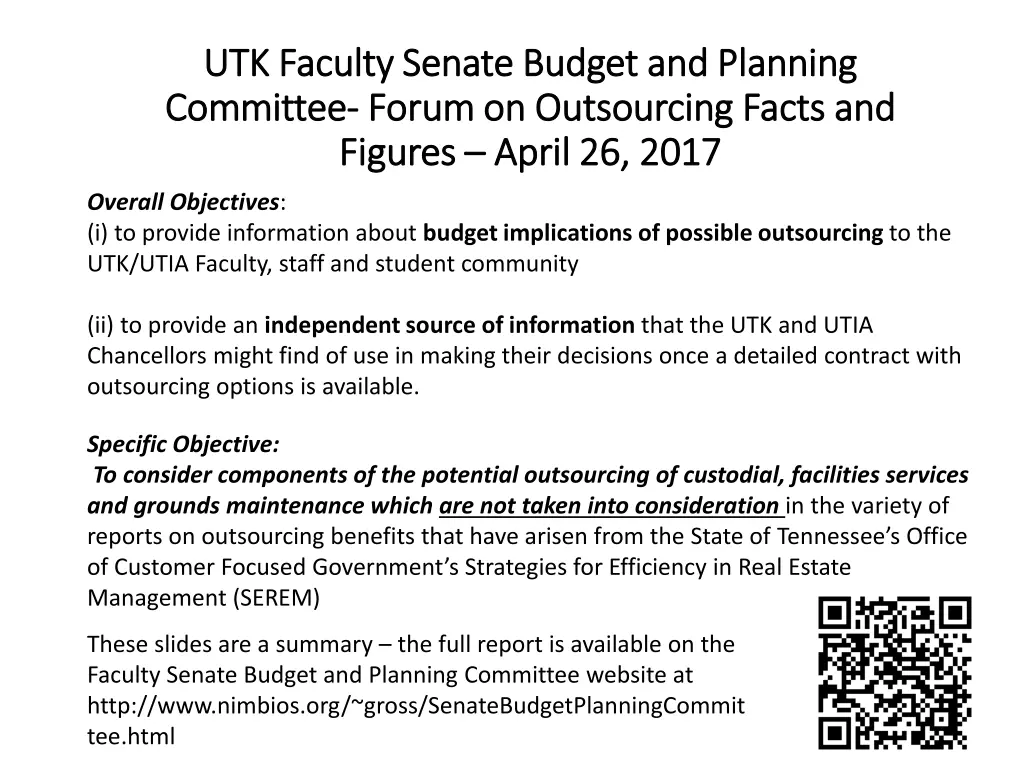 utk faculty senate budget and planning n.w