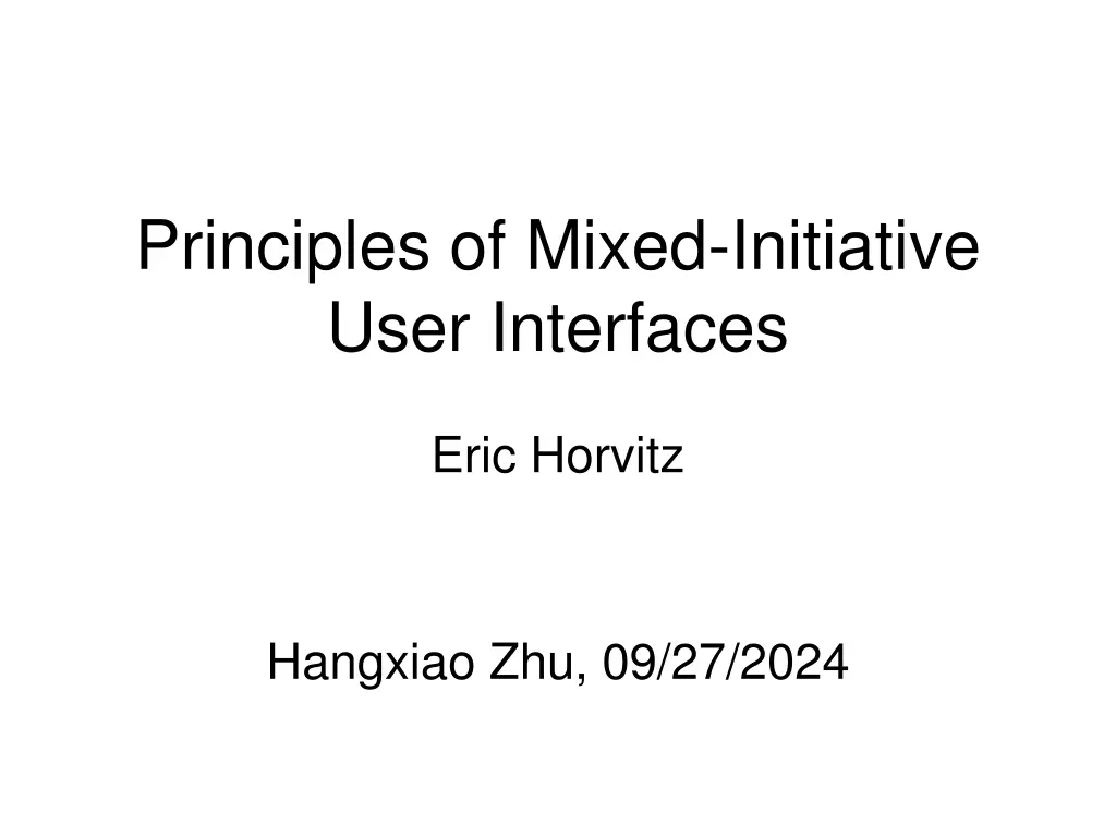 principles of mixed initiative user interfaces n.w