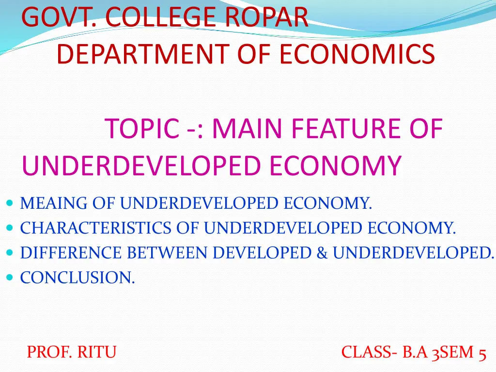 govt college ropar department of economics n.w