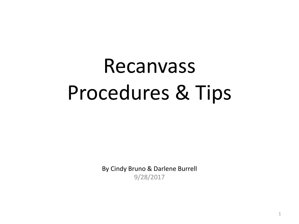 recanvass procedures tips n.w