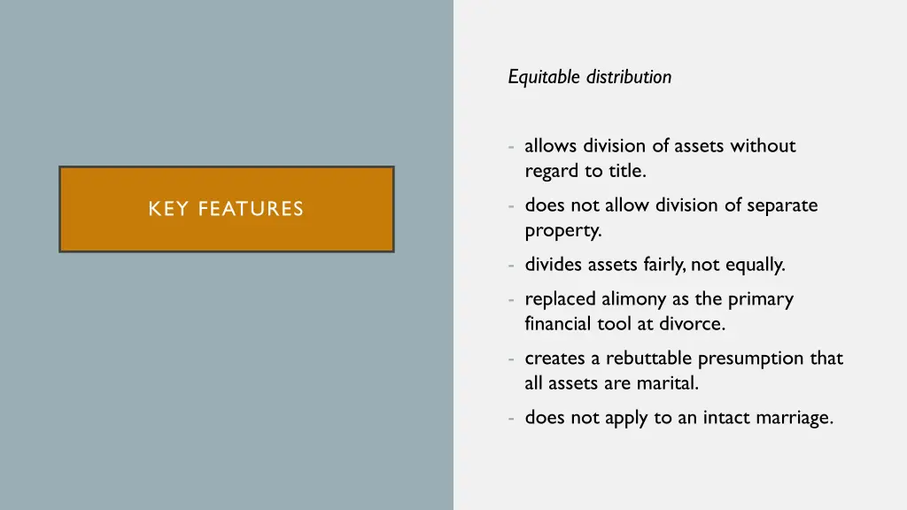 equitable distribution n.w