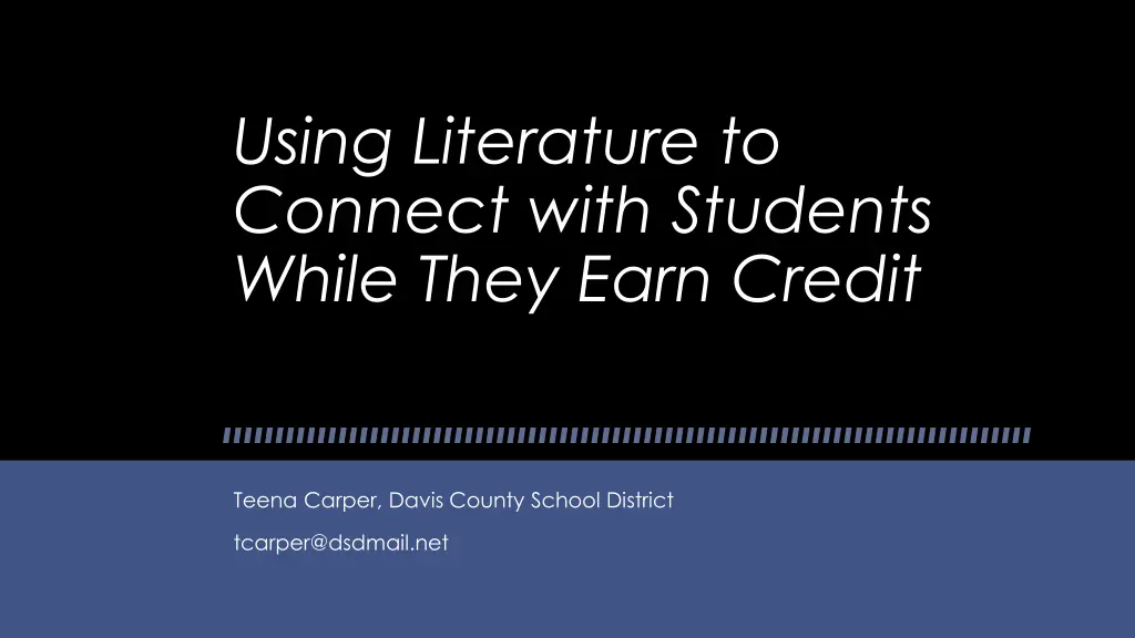 using literature to connect with students while n.w
